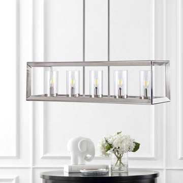 Anna 38.5" Linear Metal/Glass LED Pendant - JONATHAN Y